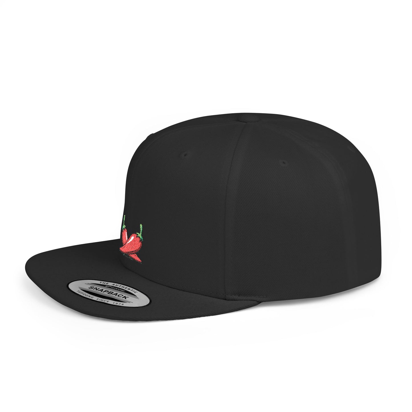 Icons Embroidered Chili Hot Flat Bill Snapback – Lightweight, Custom Fit, Premium Quality