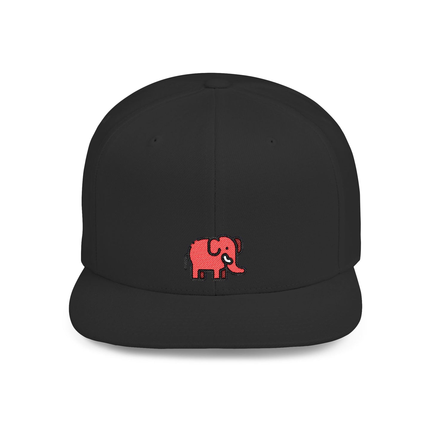 Icons Embroidered Red Elephant Flat Bill Snapback – Lightweight, Custom Fit, Premium Quality