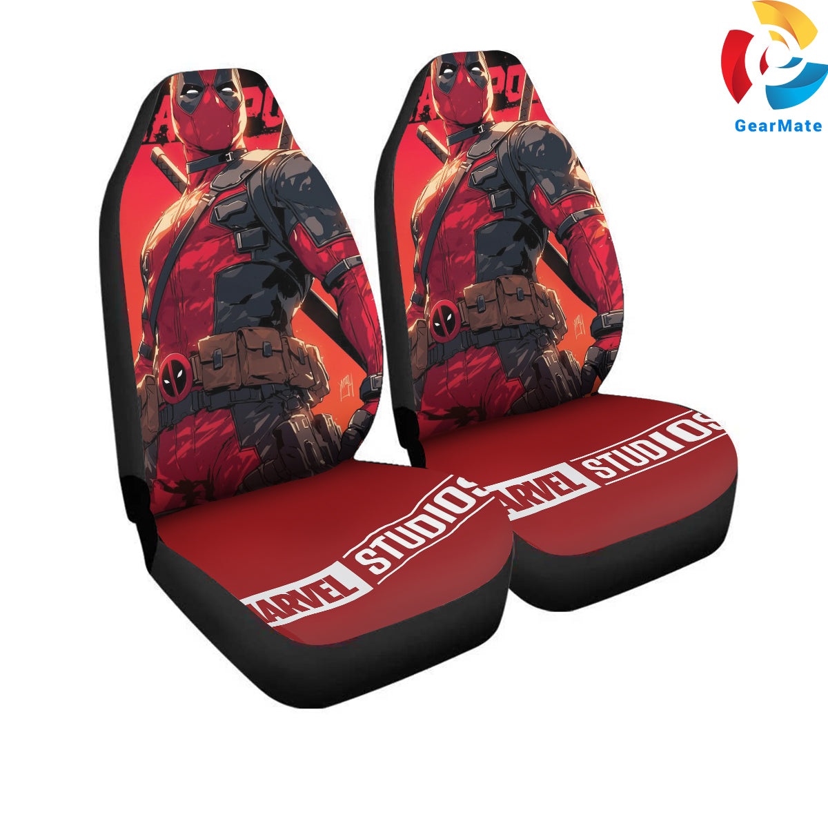 Marvel Black Deadpool Marvel Legends Car Seat Covers – High Quality Graphic and Polar Fleece Protector Set