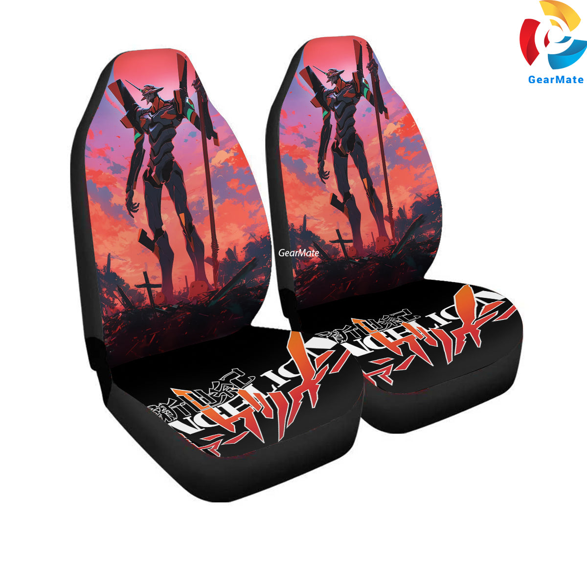 Evangelion Standing Tall Car Seat Covers – High Quality Graphic and Polar Fleece Protector Set