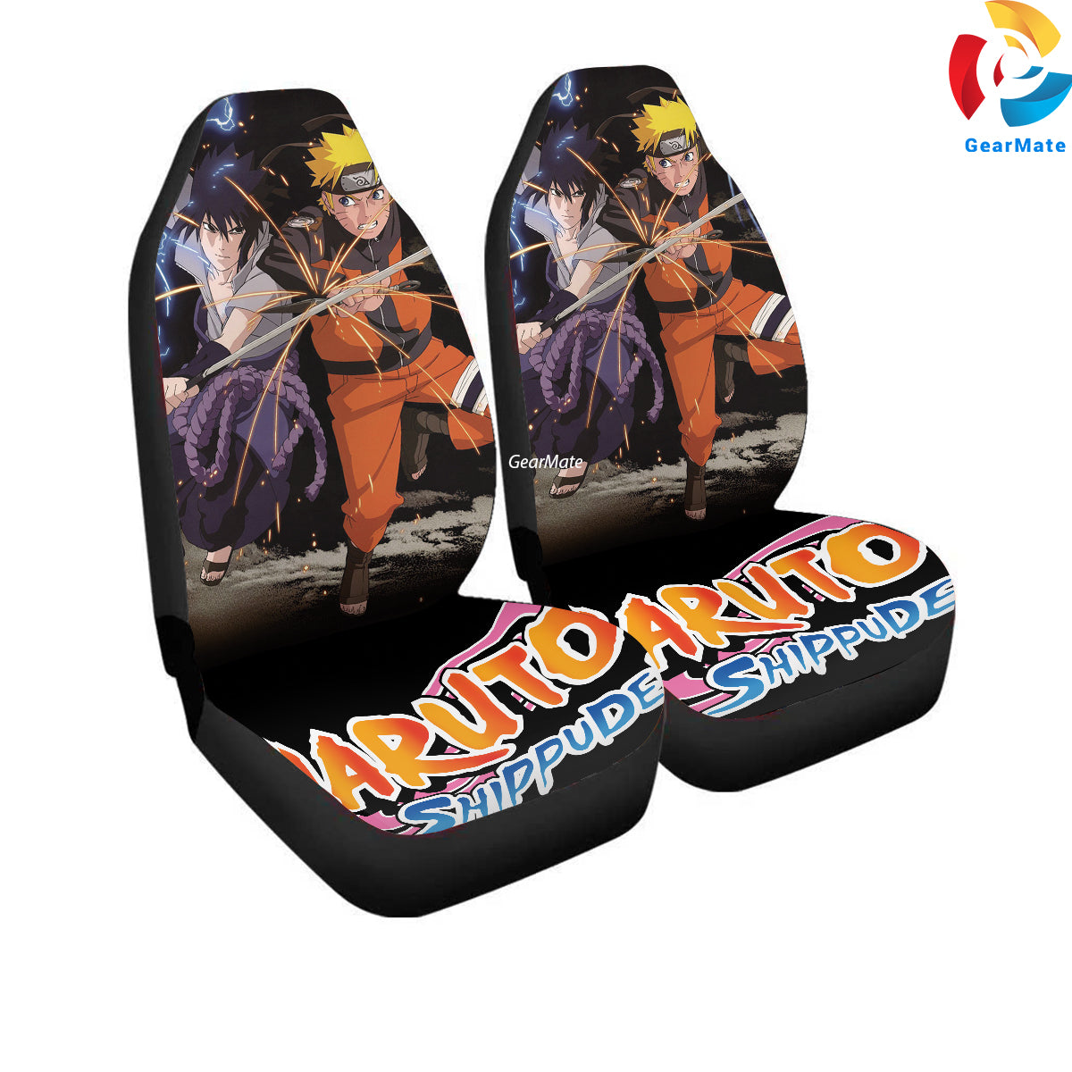 Naruto Sasuke Fighting Car Seat Covers – High Quality Graphic and Polar Fleece Protector Set