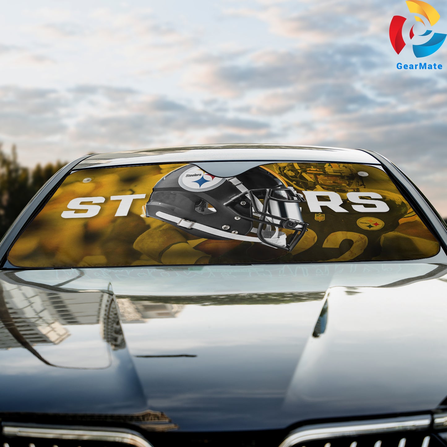 Pittsburgh Steelers NFL Football Team Helmet Reflective Car Sunshade – Premium Heat & UV Protection, Universal Fit