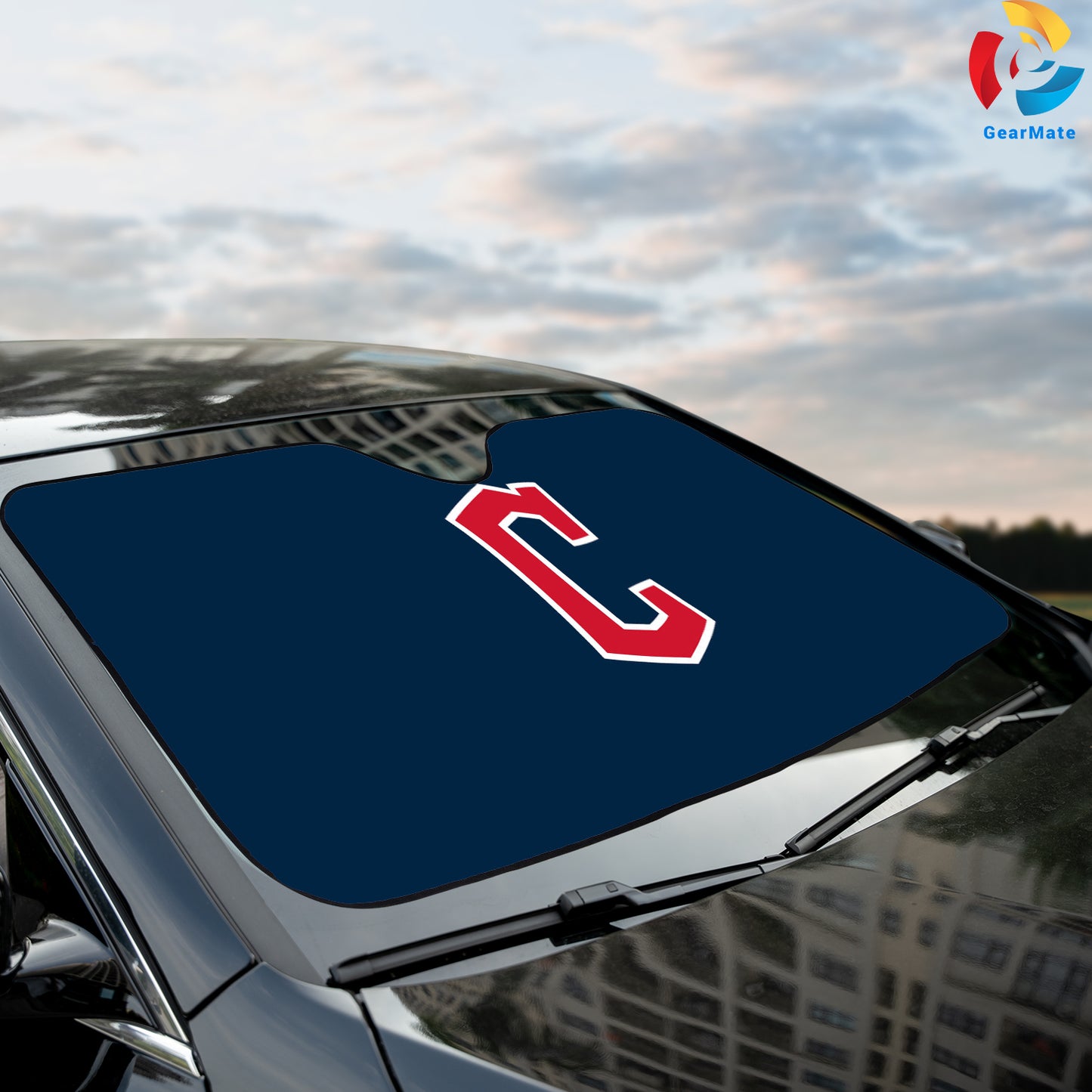 Cleveland Guardians MLB Baseball Blue Background Reflective Car Sunshade – Premium Heat & UV Protection, Universal Fit