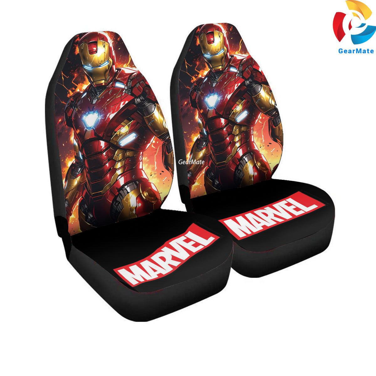 Marvel Iron Man Car Seat Covers – High Quality Graphic and Polar Fleece Protector Set