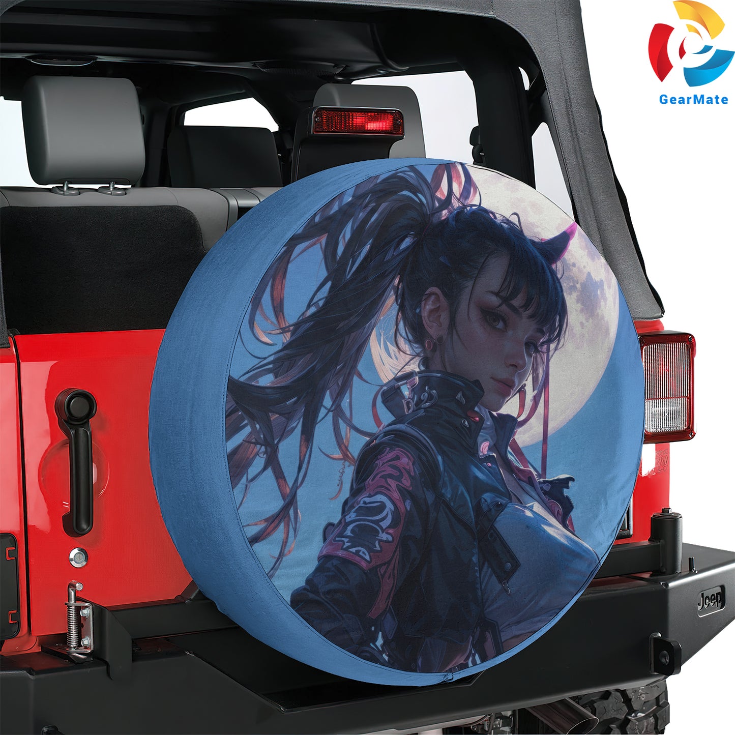 Cyberpunk Anime Girl Sci-fi Spare Tire Cover – Premium Waterproof UV Resistant Protector