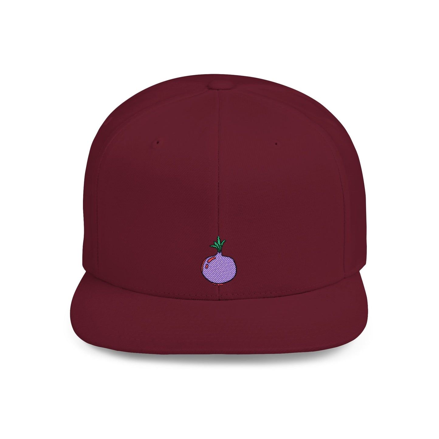 Icons Embroidered Purple Onion Flat Bill Snapback – Lightweight, Custom Fit, Premium Quality