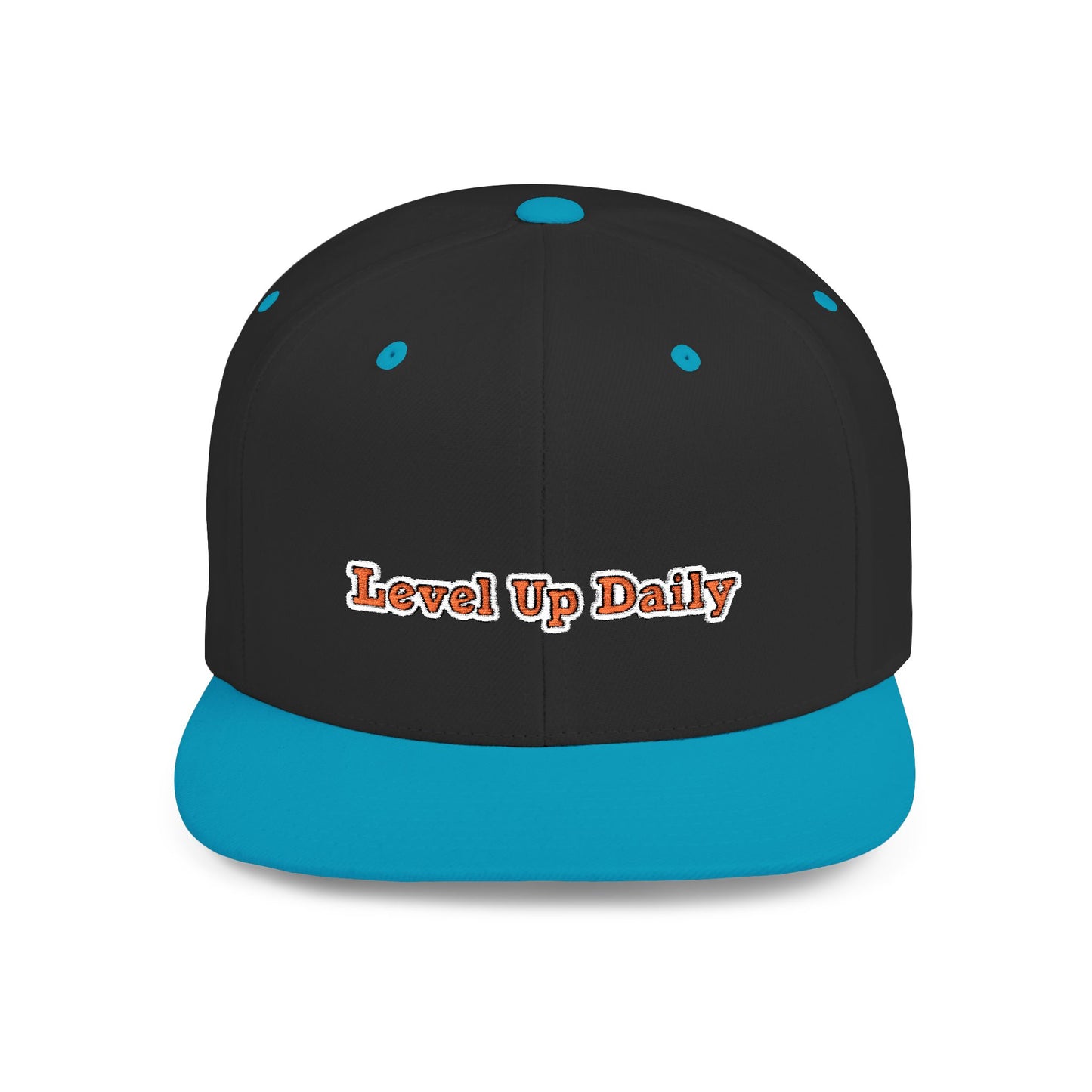 Text Level Up Daily Flat Bill Snapback – Lightweight, Custom Fit, Premium Quality