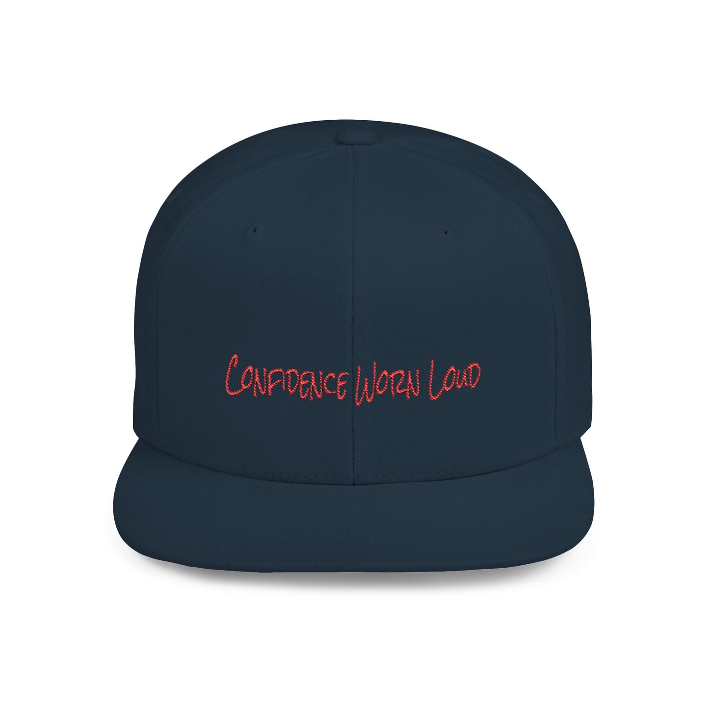 Text Confidence Worn Loud Flat Bill Snapback – Lightweight, Custom Fit, Premium Quality