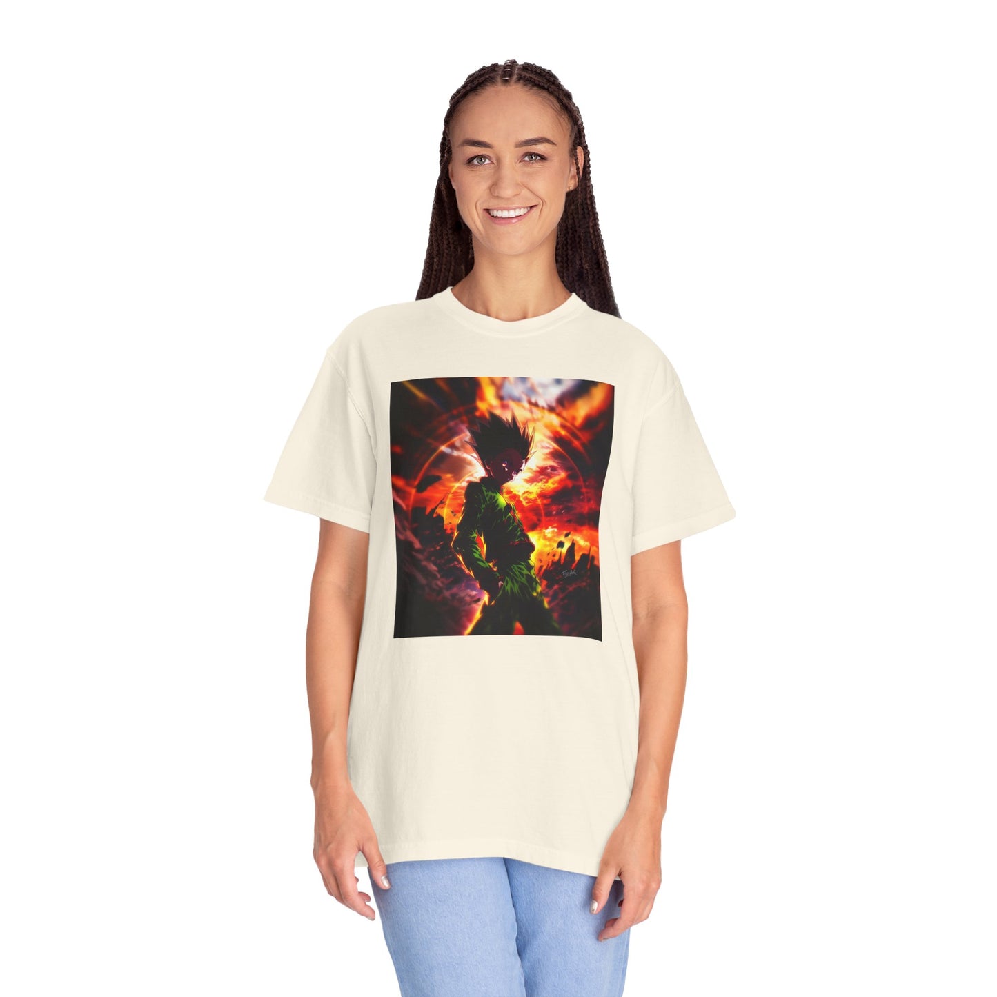 Hunter x Hunter AMOLED Gon Freecss Garment-Dyed T-Shirt – Premium Cotton Tee for Customization