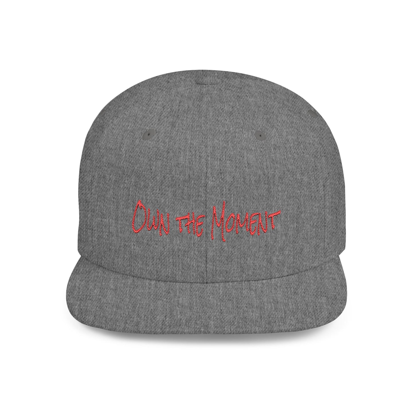 Text Own the Moment Flat Bill Snapback – Lightweight, Custom Fit, Premium Quality