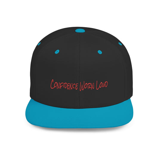 Text Confidence Worn Loud Flat Bill Snapback – Lightweight, Custom Fit, Premium Quality