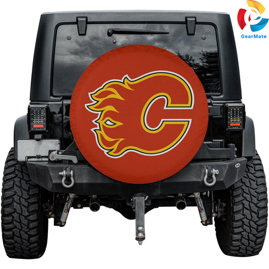 Calgary Flames Hockey Season Spare Tire Cover – Premium Waterproof UV-Resistant Protector