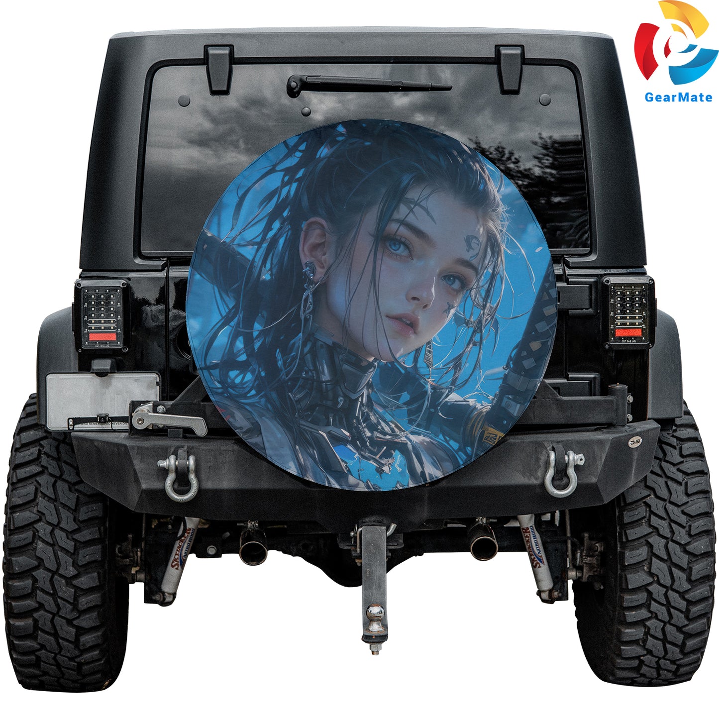 Cyberpunk Anime Girl Sci-fi Spare Tire Cover – Premium Waterproof UV Resistant Protector