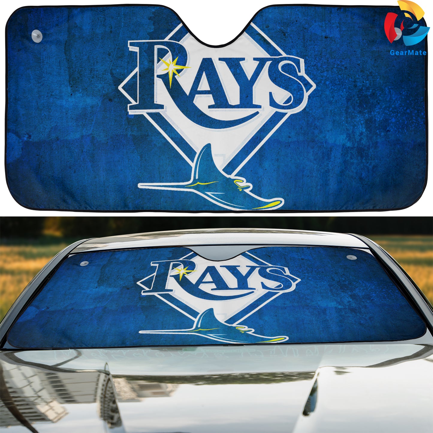 Tampa Bay Rays MLB Baseball Blue Ocean Car Cover Reflective Car Sunshade – Premium Heat & UV Protection, Universal Fit