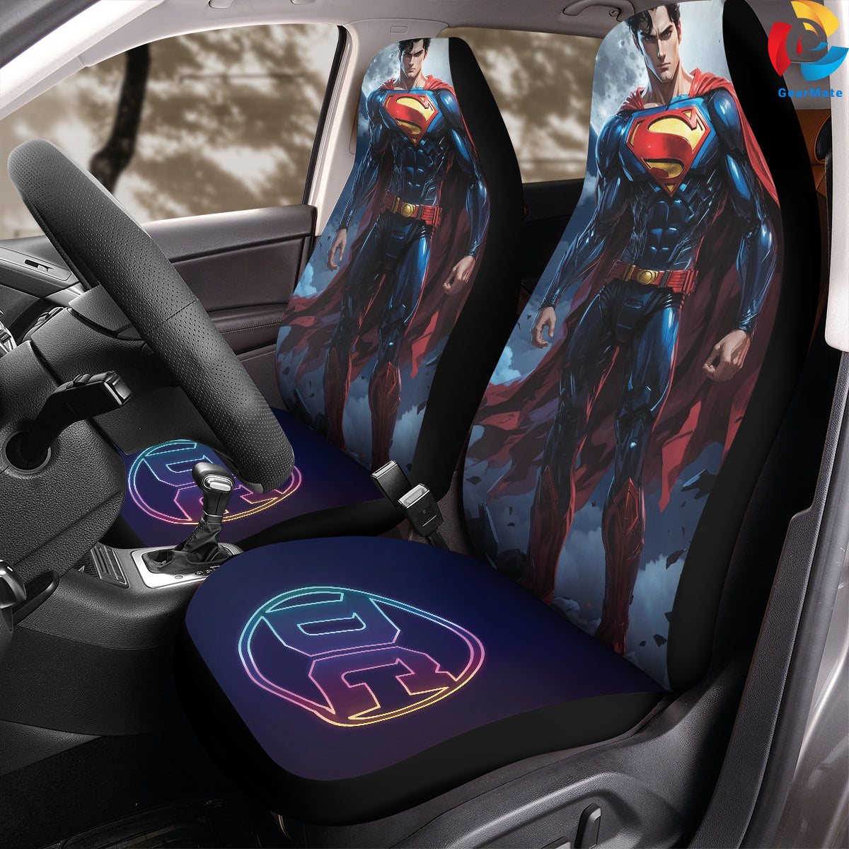 Superman Strong Car Seat Covers – High Quality Graphic and Polar Fleece Protector Set