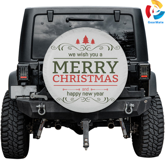 Merry Christmas Happy New Year Spare Tire Cover – Premium Waterproof UV Resistant Protector