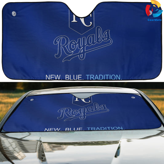 Kansas City Royals MLB Baseball New Blue Tradition Reflective Car Sunshade – Premium Heat & UV Protection, Universal Fit