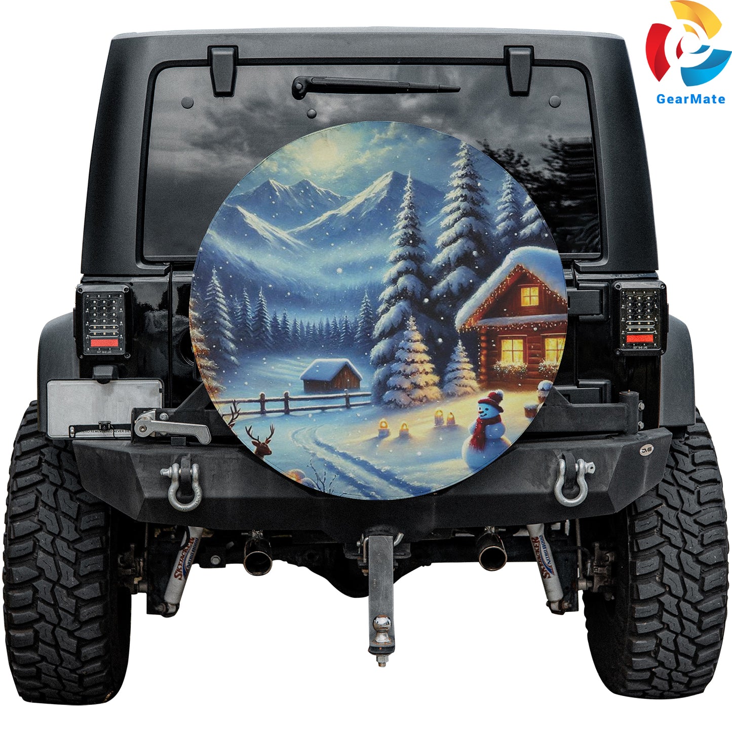 Merry Christmas 2024 Snowy Cosy Spare Tire Cover – Premium Waterproof UV Resistant Protector