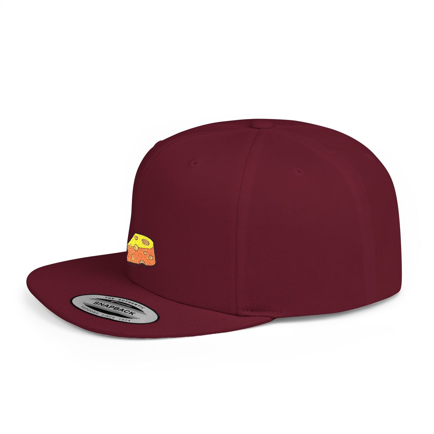Icons Embroidered Cheese Flat Bill Snapback – Lightweight, Custom Fit, Premium Quality