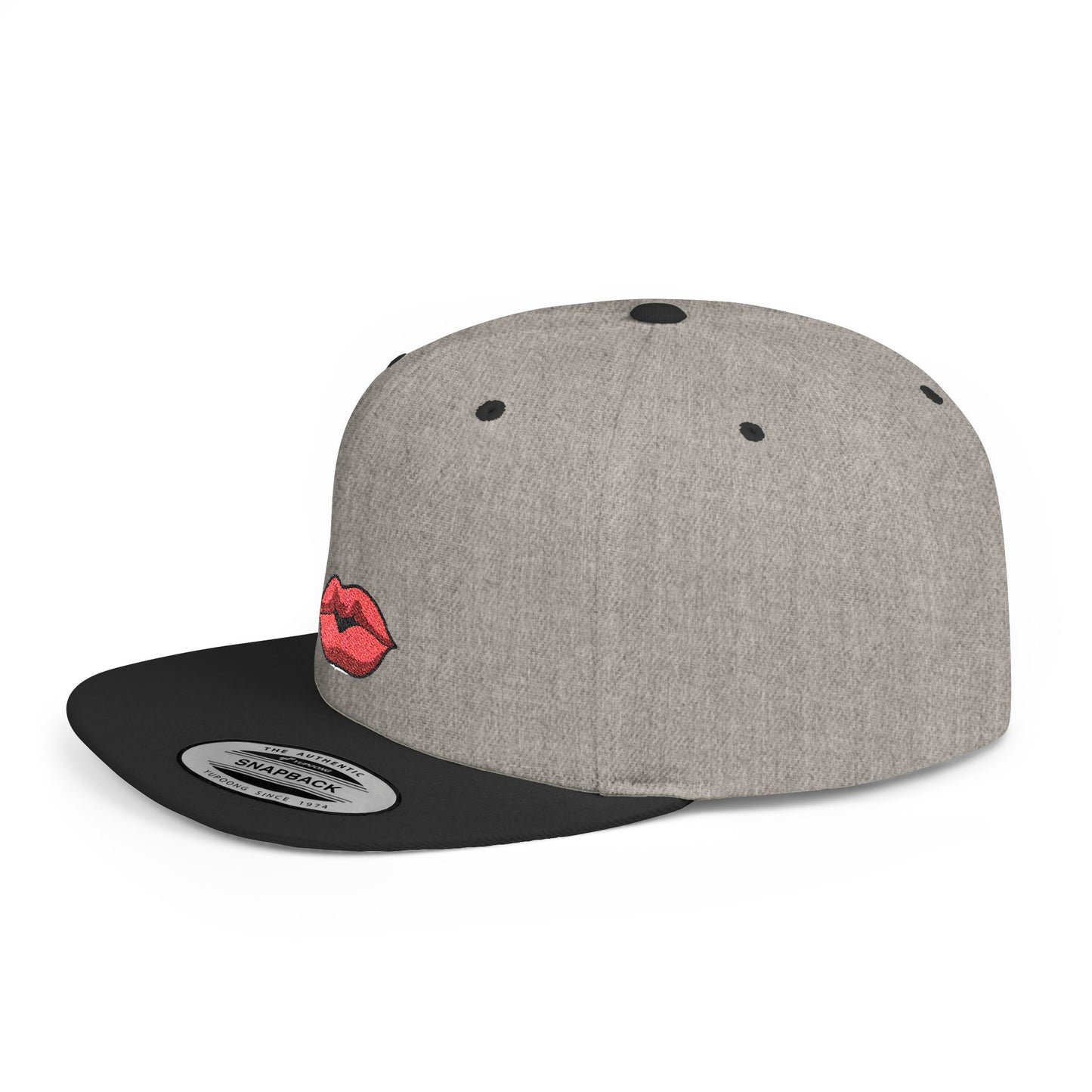 Icons Embroidered Lips Flat Bill Snapback – Lightweight, Custom Fit, Premium Quality