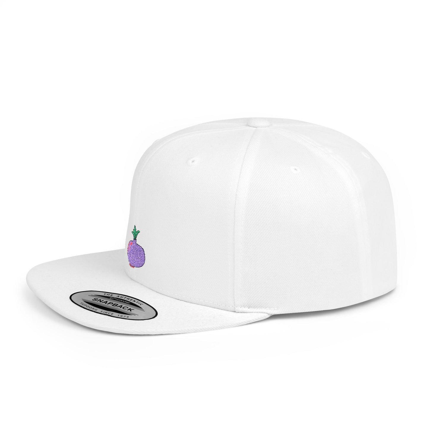 Icons Embroidered Purple Onion Flat Bill Snapback – Lightweight, Custom Fit, Premium Quality