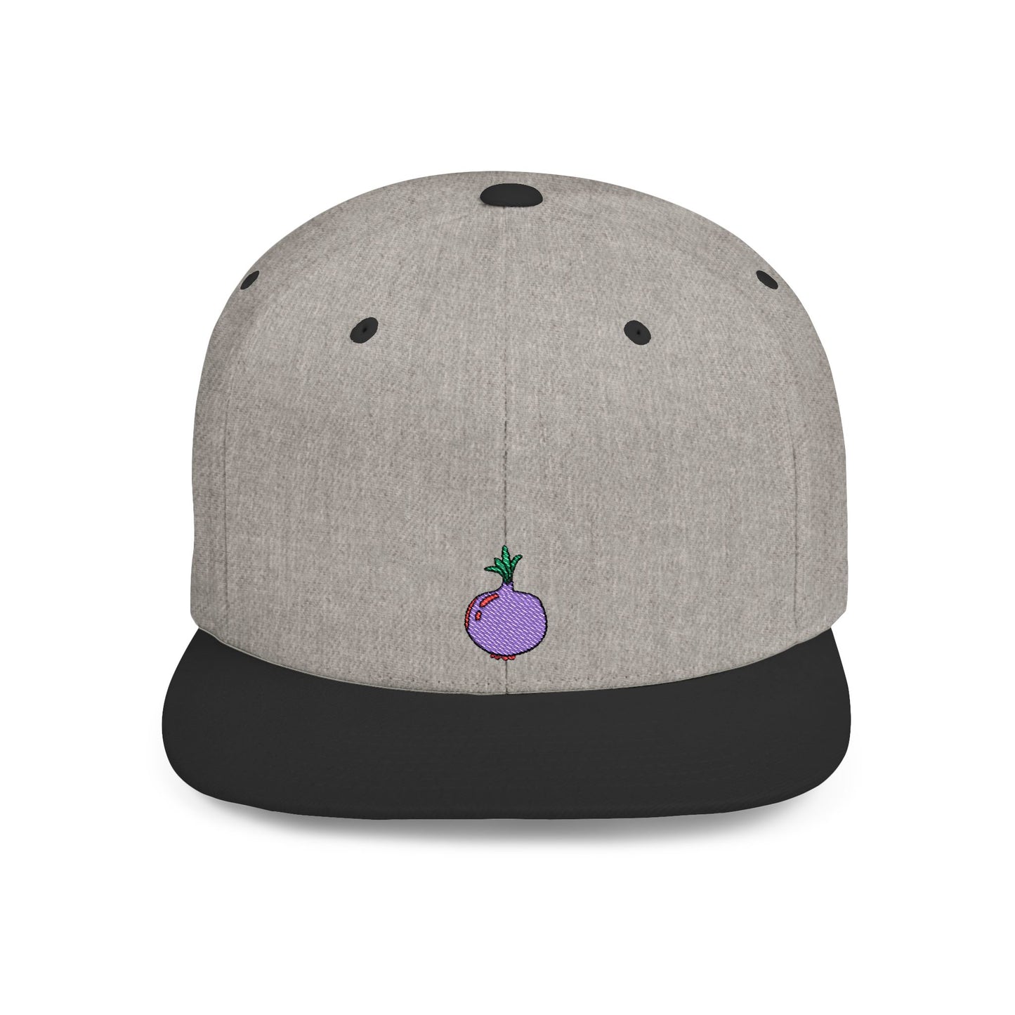 Icons Embroidered Purple Onion Flat Bill Snapback – Lightweight, Custom Fit, Premium Quality