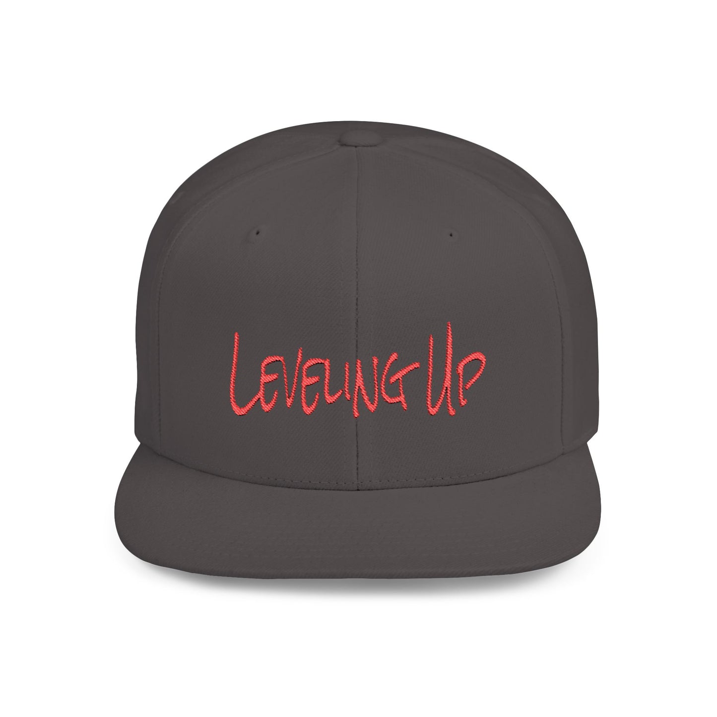 Text Leveling Up Flat Bill Snapback – Lightweight, Custom Fit, Premium Quality