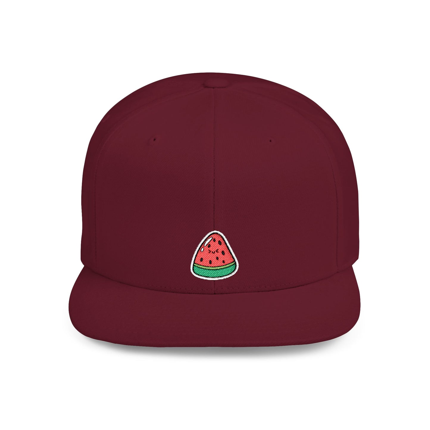 Icons Embroidered Watermelon Flat Bill Snapback – Lightweight, Custom Fit, Premium Quality