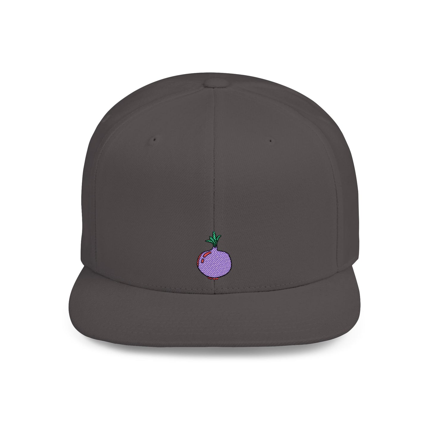 Icons Embroidered Purple Onion Flat Bill Snapback – Lightweight, Custom Fit, Premium Quality