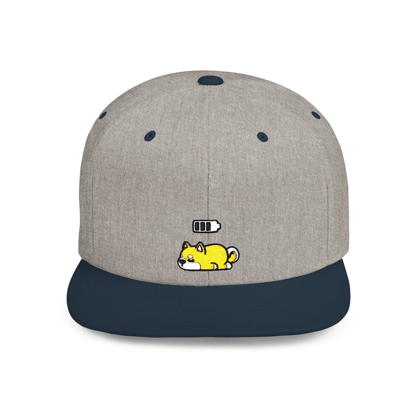 Icons Embroidered Shiba Inu Battery Flat Bill Snapback – Lightweight, Custom Fit, Premium Quality