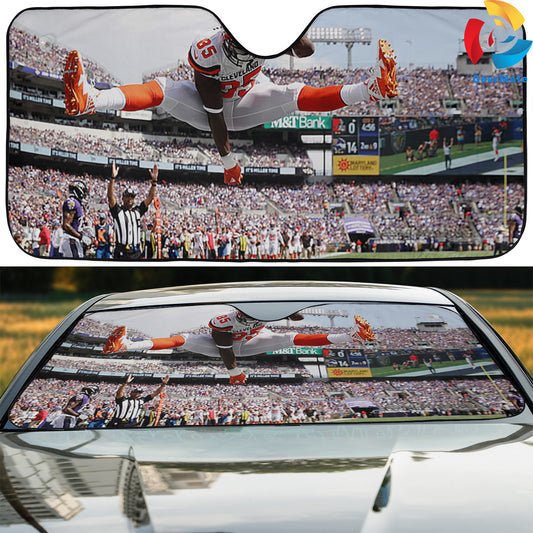 Cleveland Browns NFL Football Touch Down Reflective Car Sunshade – Premium Heat & UV Protection, Universal Fit