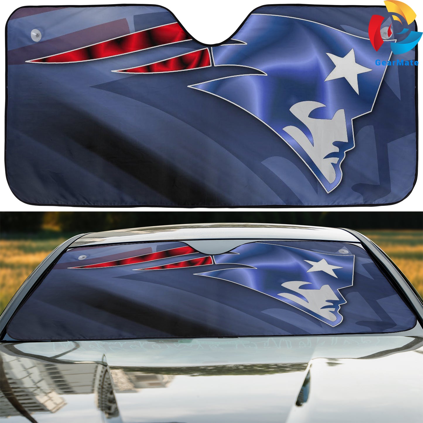 New England Patriots NFL Football Purple Car Cover Reflective Car Sunshade – Premium Heat & UV Protection, Universal Fit