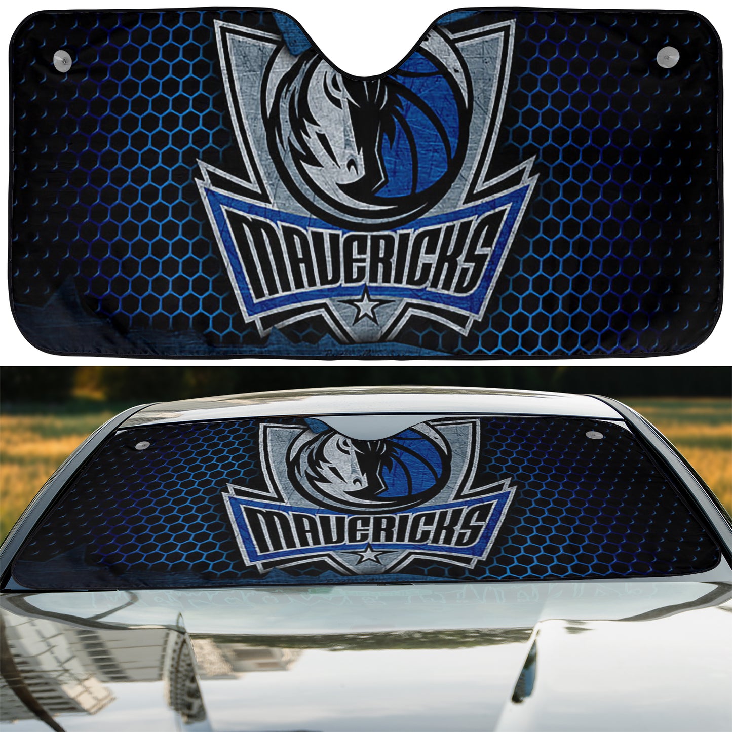 Basketball Dallas Maverick Hive Reflective Car Sunshade – Premium Heat & UV Protection, Universal Fit