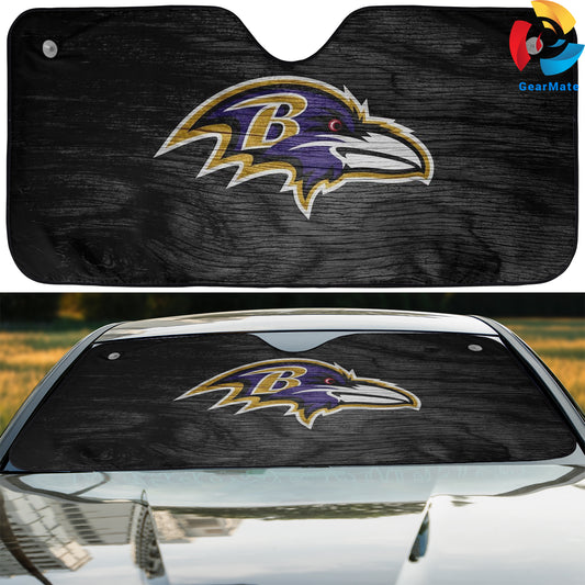 Baltimore Ravens NFL Football Team Reflective Car Sunshade – Premium Heat & UV Protection, Universal Fit