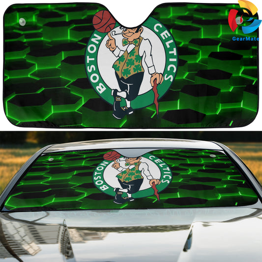 Boston Celtics Team Geometry Logo Reflective Car Sunshade – Premium Heat & UV Protection, Universal Fit