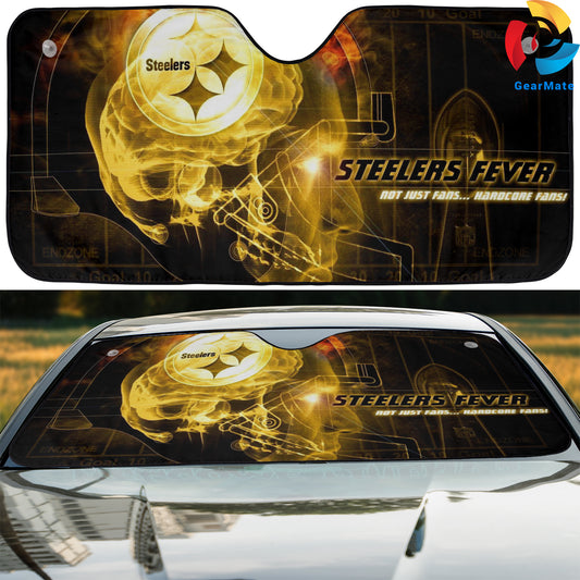 Pittsburgh Steelers NFL Football Golden Helmet Reflective Car Sunshade – Premium Heat & UV Protection, Universal Fit