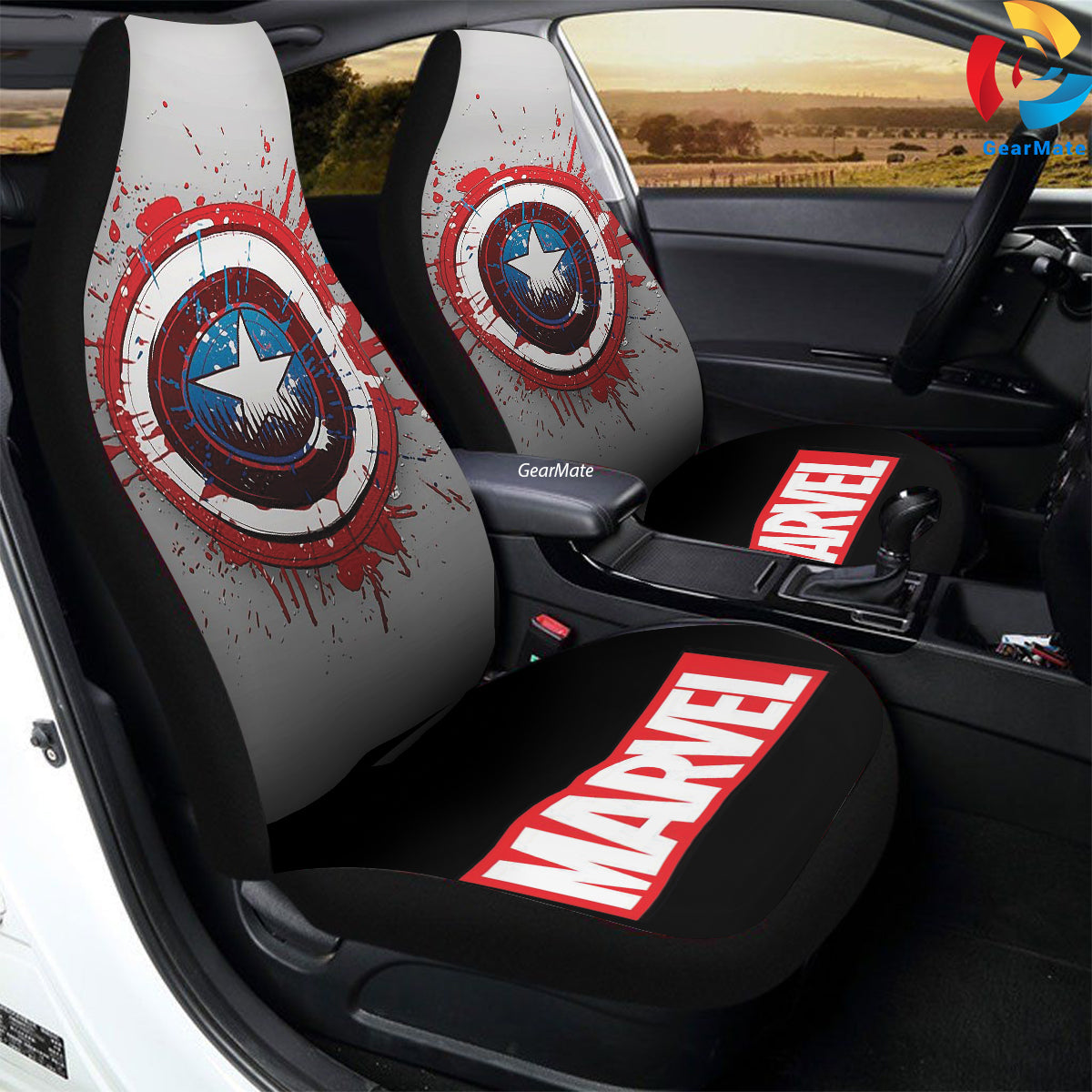 Marvel Captain America Shield Car Seat Covers – High Quality Graphic and Polar Fleece Protector Set