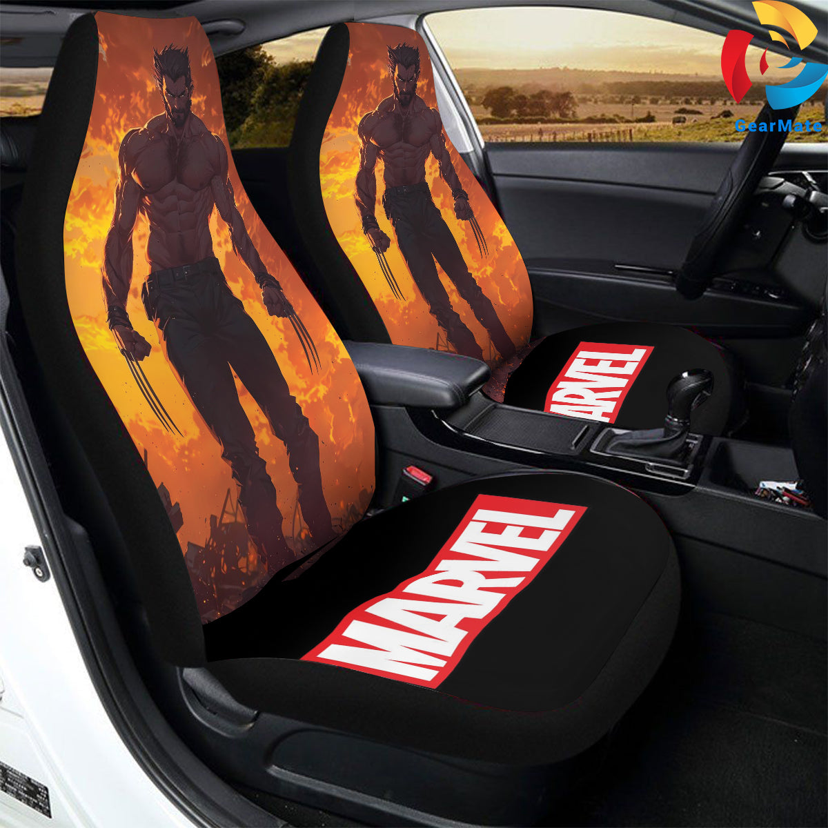 Marvel Wolverine Heroes Car Seat Covers – High Quality Graphic and Polar Fleece Protector Set