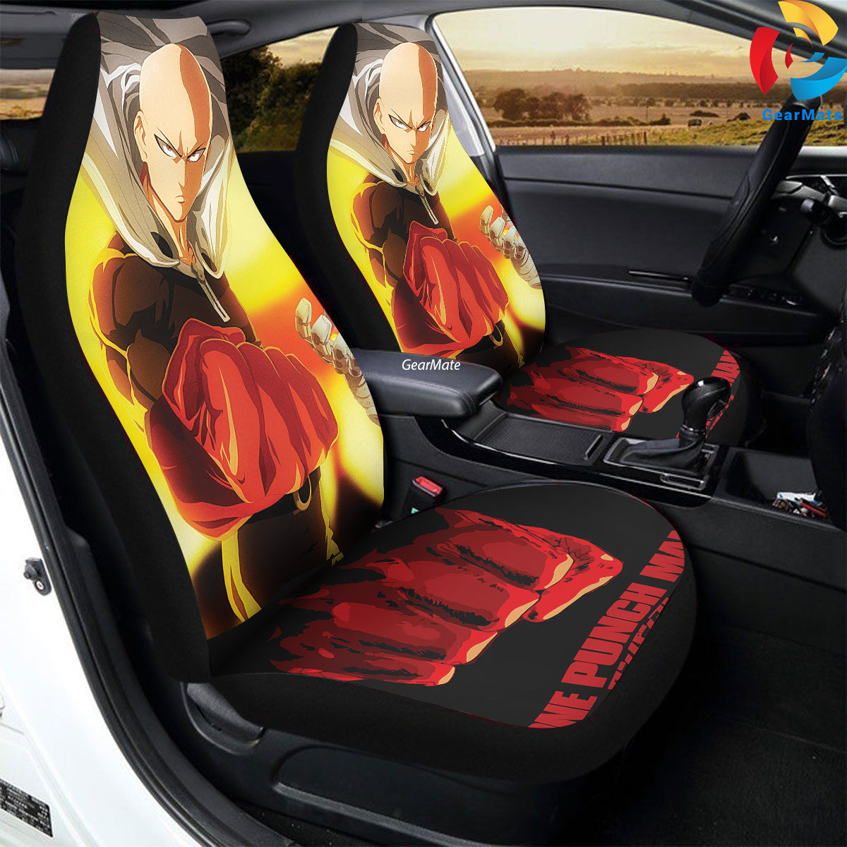 Saitama One Punch Man Sonic Car Seat Covers – High Quality Graphic and Polar Fleece Protector Set