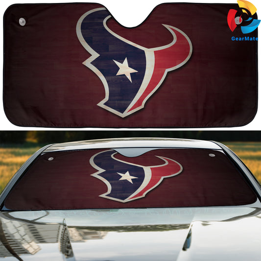 Houston Texans NFL Football Logo Red Reflective Car Sunshade – Premium Heat & UV Protection, Universal Fit