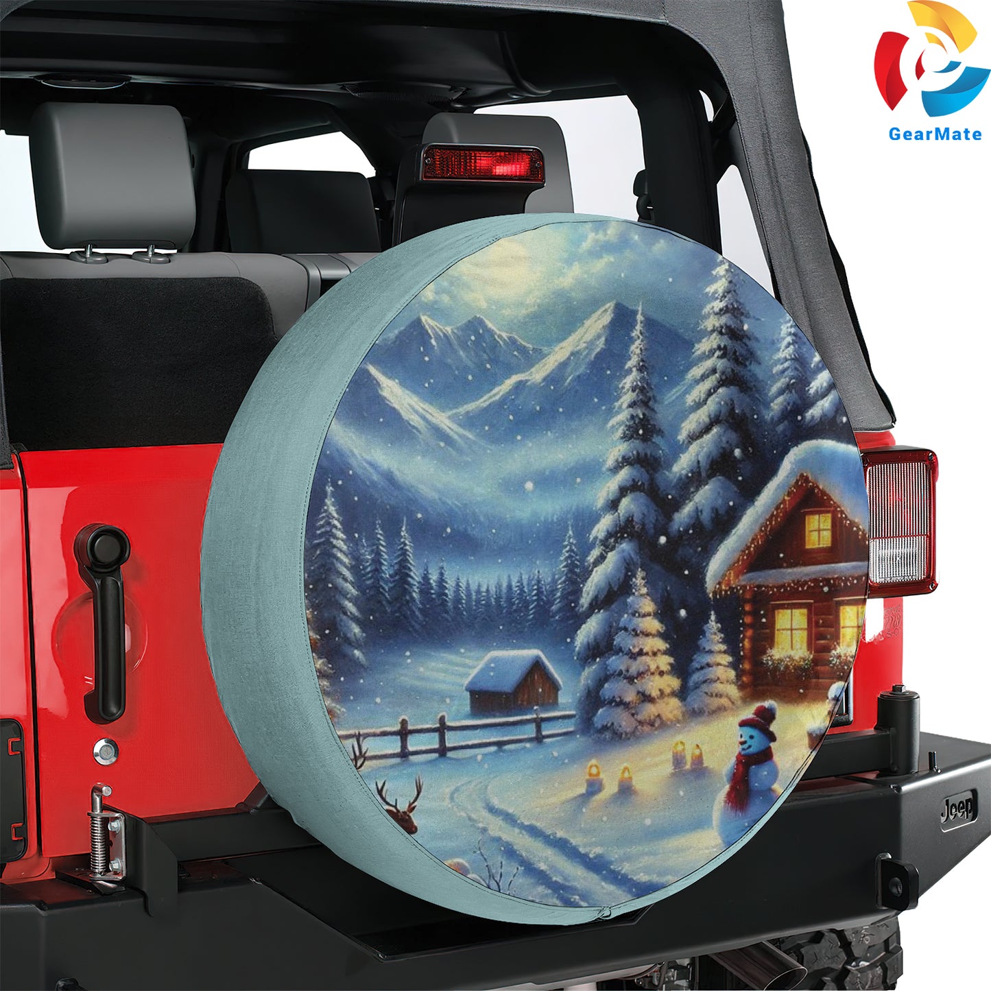 Merry Christmas 2024 Snowy Cosy Spare Tire Cover – Premium Waterproof UV Resistant Protector