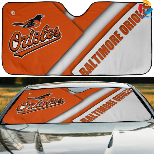 Baltimore Orioles Team Pride Reflective Car Sunshade – Premium Heat & UV Protection, Universal Fit