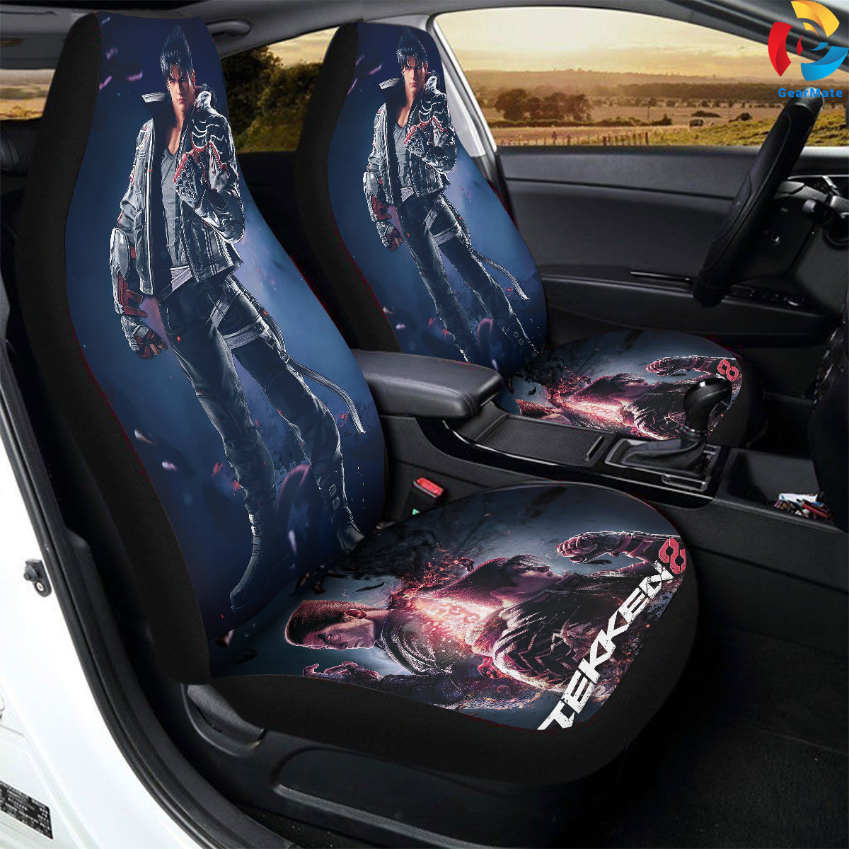 Jin Kazama Tekken 8 Car Seat Covers – High Quality Graphic and Polar Fleece Protector Set