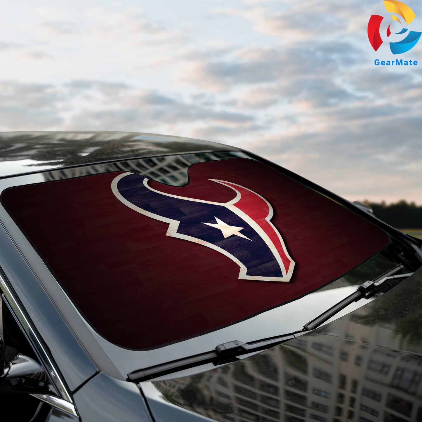 Houston Texans NFL Football Logo Red Reflective Car Sunshade – Premium Heat & UV Protection, Universal Fit