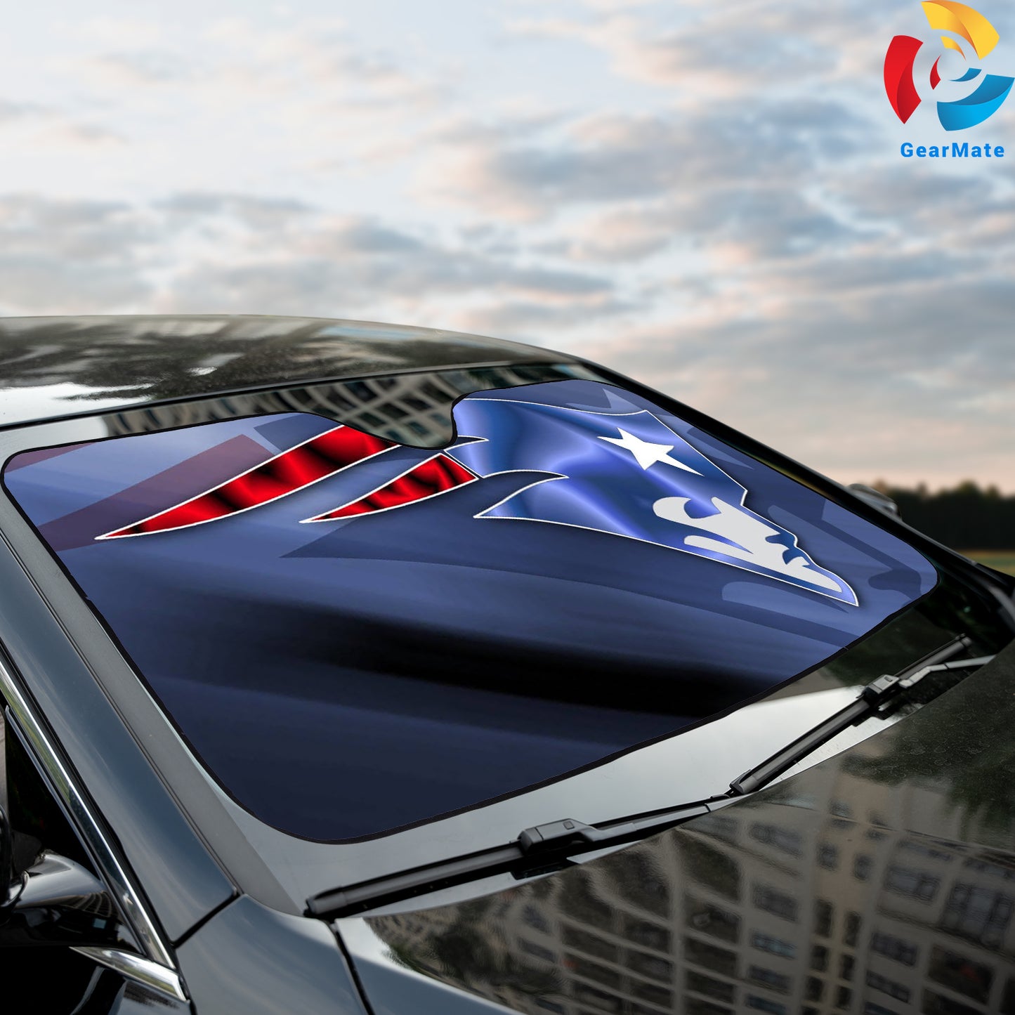 New England Patriots NFL Football Purple Car Cover Reflective Car Sunshade – Premium Heat & UV Protection, Universal Fit