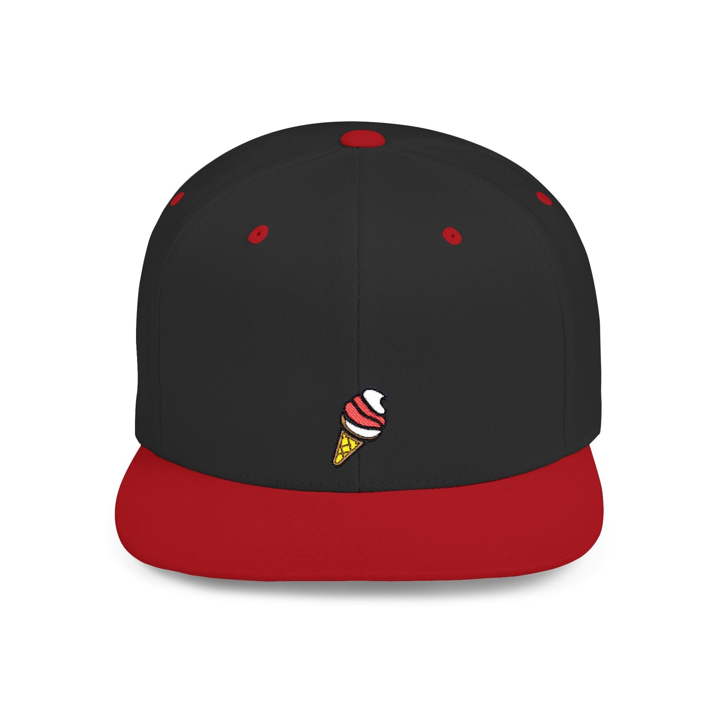Icons Embroidered Ice Cream Cone Flat Bill Snapback – Lightweight, Custom Fit, Premium Quality