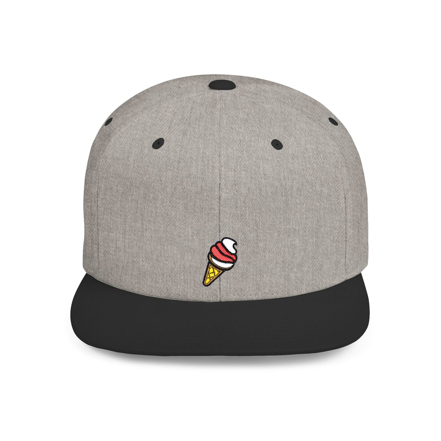 Icons Embroidered Ice Cream Cone Flat Bill Snapback – Lightweight, Custom Fit, Premium Quality