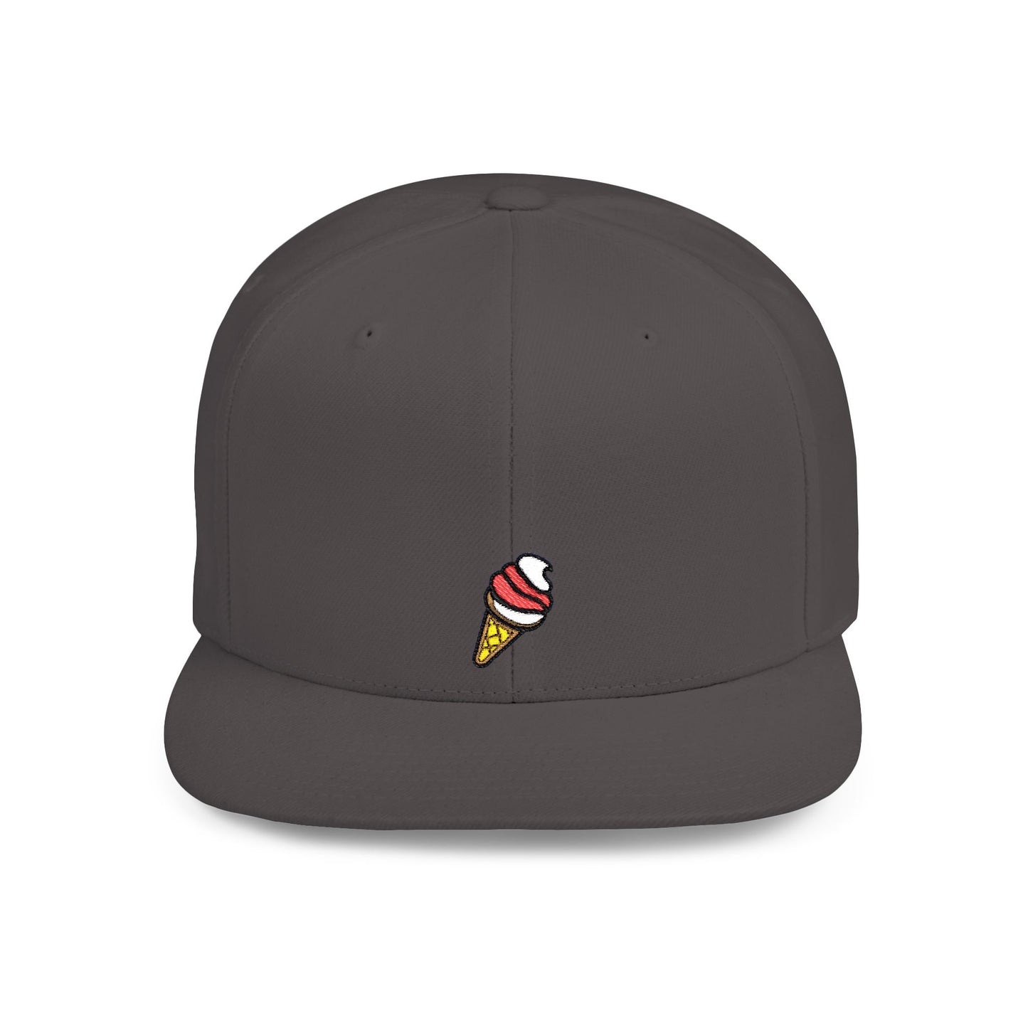 Icons Embroidered Ice Cream Cone Flat Bill Snapback – Lightweight, Custom Fit, Premium Quality