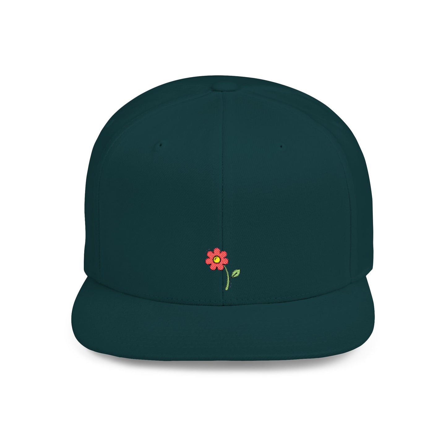 Icons Embroidered Flower Flat Bill Snapback – Lightweight, Custom Fit, Premium Quality