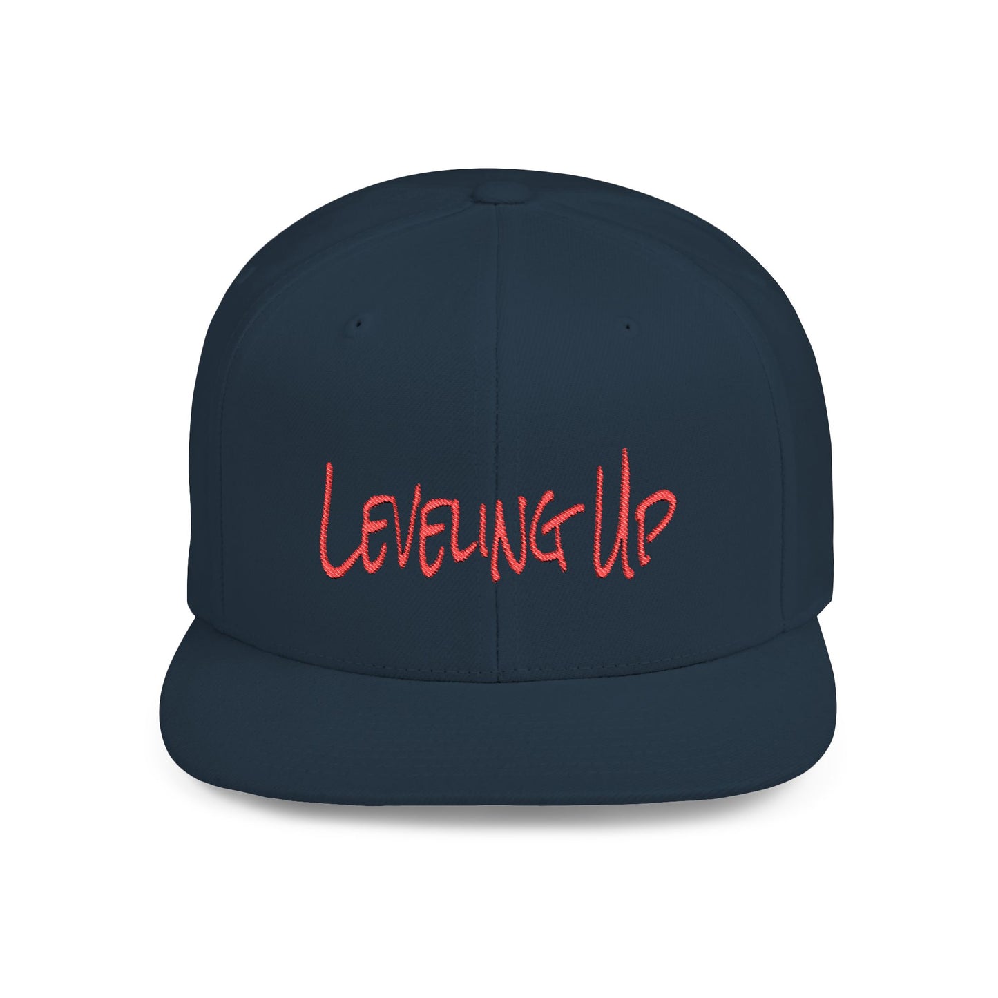 Text Leveling Up Flat Bill Snapback – Lightweight, Custom Fit, Premium Quality